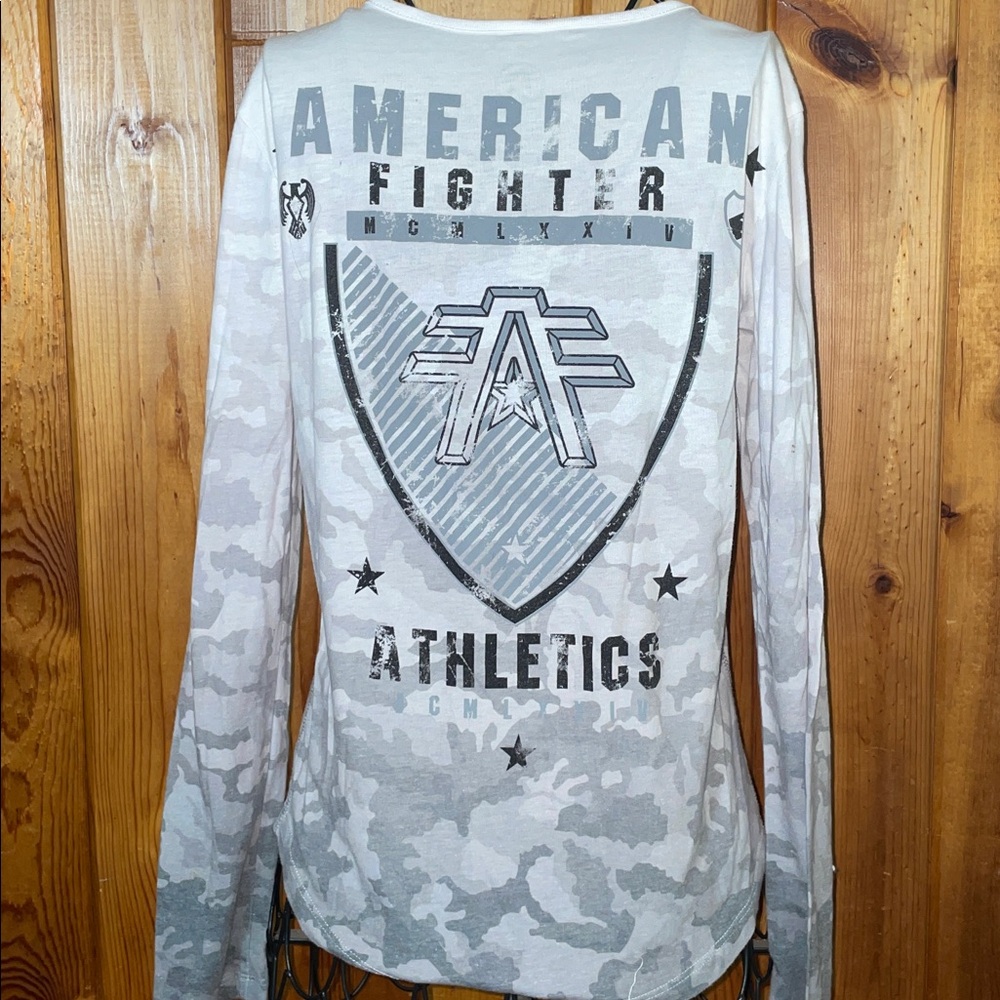 American Fighter Gray Camouflage Long Sleeve size XS  BEACHWOOD Biker MMA - Picture 2 of 6